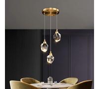 Wmmner Luminaire Suspendu de Plafond En Cristal, Luminaires Suspendus À Led de Finition En Laiton D Compatibles Avec Le Plafond Suspendu En Verreavec Îlot de Cuisine, Salle À Manger, Salon, Chambre À