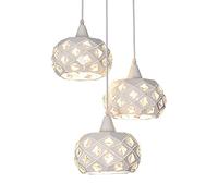 Wmmner Luminaire Suspendu En Cluster À 3 Lumières Table À Manger En Cristal Suspendue Chaner, Lampe de Plafond Suspendue Géométrique En Métal Blanc E27 Lumières Suspendues Pour La Chambre À Coucher de
