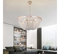 Wmmner Lustre À Pampilles, Suspension Romantique de Luxe Lumières Décoratives Nordiques Pour La Maison, Luminaire Créatif Rond En Alumipour Cuisine, Îlot, Chambre À Coucher, Salon, Chrome, (Chrome 40