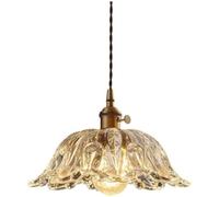 Wmmner Lustre D'Abat-Jour de Fleur Moderne En Verre En Laiton Vintage E27 Luminaire de Plafond Suspendu En Cuivre Pour Îlot de Cuisine Restaurant Salle À Manger Couloir Suspendu (Tri Couleur/Lumière B