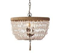 Wmmner Lustre de Ferme Éclairage 3 Lumières Country Crystal Bead Sthemp Rope Vintage Lamp Shade Iron Metal Retro Hanging Suspension Lantern E14 Restaurant Droplight Flush Mount Light
