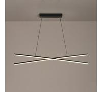 Wmmner Lustre Éclairage Led Salle À Manger Suspension À Intensité Variable Luminaire Linéaire Noir Luminaire Contemporain Long À Bande Suspendu Au Plafond Pour Îlot de Cuisine Bar Restaurant/Foncé/80