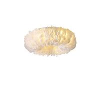 Wmmner Lustre Élégant Moderne En Plumes Blanches À 8 Lumières - Plafonnier Semi-Encastré Pour Chambre À Coucher, Salle Den, Couloir, Cuisine Et Sous-Sol - Design Romantique de 20 Pouces