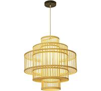 Wmmner Lustre En Bambou, Lampe de Plafond Suspendue À Cloche Côte de Canne À Tissage Ouvert, Comptoir de Bar de Restaurant D'Asie Du Sud-Est Creative Tea Room Light Weaving Fixtures Lighting Avec Supp