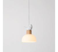 Wmmner Lustre En Bois Nordique Dôme Abat-Jour En Verre Mini Suspensionwhite Bird Single Lighting Suspension Lamp For Kitchen Island Entry Dining Room Study Room Living Room Bedroom Bar Ceiling Light F