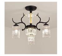 Wmmner Lustre En Cristal À Led Nordique Noir Pour Salon Chambre À Coucher Plafonnier En Métal En Verre Kiéclairage Intérieur (Blanc Chaud 10 Têtes) (Blanc Chaud 8 Têtes)/Blanc Chaud/.3 Têtes