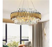 Wmmner Lustre En Cristal de Luxe Led Lustres En Cristal D'Or En Acier Inoxydable Postmoderne Lampe D'Éclairage de Salon D'Intérieur Compatible Avec Le Foyer, Lampe Suspendue de Plafond À Led/Une Seule