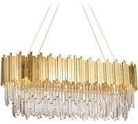Wmmner Lustre En Cristal de Luxe Léger Lustre En Cristal Rectangulaire Lampe Suspendue Linéaire Moderne K9 Cristal Grands Lustres Ovales En Or, Lampe Suspendue de Plafond À Led Ulz 000912 Foyer Nickel