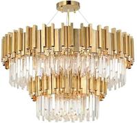 Wmmner Lustre En Cristal Rond En Or de Luxe Modernelampe Suspendue de Salle À Manger Vintage (Or)