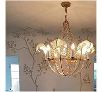Wmmner Lustre Parfait En Fer Forgé Fait À La Main Feuille D'Or Créatif Moderne Américain Minimaliste Rétro Verre Décoration de La Maison Lampes Plume