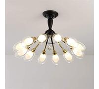 Wmmner Lustre Perfect Led Crystal Ceiling Lamp Black Gold Yellow Warm Light Iron Glass Dining Living Room Study Bedroom Simple Post-Modern Personality