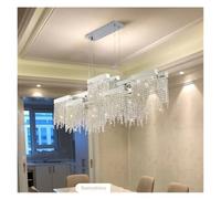 Wmmner Lustre Postmoderne de Luxe En Cristal K9, Lustre Led G9 En Acier Chromé, Salle À Manger, Salon, Luminaires Suspendus Pour La Maison (Lumière Chaude, 150 Cm)/Lumière Chaude/120 Cm