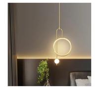 Wmmner Lustre Rond Moderne Doré À Led Nouvelle Lumière Nordique Luxe Salon Fond Mural Chambre À Coucher Chevet Long Petit Lustre, Moderne/Or