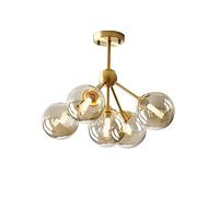 Wmmner Lustre Traditionnel Spoutnik 5 Lumières Lustre En Laiton Brossé Mid Century Light Gold Ceiling Light Fixtures, Led Ceiling Lamp/Une Seule Couleur/44.5 * 36Cm
