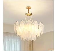 Wmmner Lustres Anciens Modernes Du Milieu Du Siècle Verre À Feuille Blanche Lampe Suspendue À 3Ux Abat-Jour À Tambour Rond Avec Lampe Suspendue En Perles de Perles, Suspension de Plafond À Led