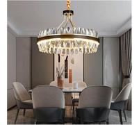 Wmmner Lustres En Cristal Lampes Suspendues de Luxe Modernes Living Room Decoration Villa Lamp Black Iron Ceiling Mounted Lighting K9 Crystal Chandelier, Led Ceiling Lamp/Une Couleur/D 80Cm