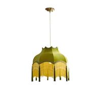 Wmmner Lustres Lampe Suspendue Vintage Française En Tissu Vert Avec Pompon Et Fil de Suspension Réglable 11,8 Pouces Lampe Suspendue Bohème Pour Plafond