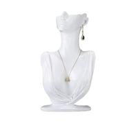 Wmmner Mannequin Collier Présentoir de Bijoux Portrait Modèle Tête Buste Boucles D'Oreilles Collier Rack Holder Accessoires de Bijoux (Or)/Blanc