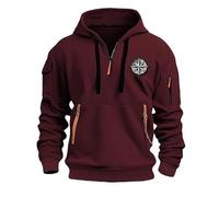 Wmmner Mens 1/4 Zip Pullover Hoodie Casual Workout Fall Tee Long Sleeve Fashion Drawsttops with Zipper Pocket Graphic Hooded Sweatshirts Men/Vin/M