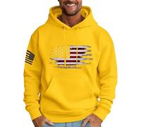 Wmmner Men's American Flag Hoodies Casual Outdoor Fall Tee Long Sleeve Fashion Graphic Pullover with Pocket Hooded Sweatshirts for Men/Jaune/L