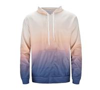 Wmmner Mens Gradient Hoodie Fashion Printed Drawsthooded Shirts Long Sleeve Casual Trendy Pullover Plus Size Sweatshirt for Men/Bleu Clair/M