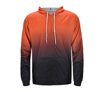 Wmmner Mens Gradient Hoodie Fashion Printed Drawsthooded Shirts Long Sleeve Casual Trendy Pullover Plus Size Sweatshirt for Men/Orange/M