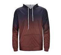 Wmmner Mens Gradient Hoodie Fashion Printed Drawsthooded Shirts Long Sleeve Casual Trendy Pullover Plus Size Sweatshirt for Men/Brun/M