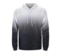 Wmmner Mens Gradient Hoodie Fashion Printed Drawsthooded Shirts Long Sleeve Casual Trendy Pullover Plus Size Sweatshirt for Men/Gris/L
