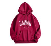 Wmmner Mens Graphic Hoodie Fashion Fall Shirt Long Sleeve Fashion Pullover Men Trendy Drawsthooded Sweatshirts with Pocket/Rouge/L