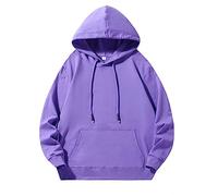 Wmmner Mens Plain Hoodie Casual Drawsthooded Sweatshirts Fashion Tops Classic Basic Shirt Long Sleeve with Pocket Plus Size Fall Pullover Men/Violet/L