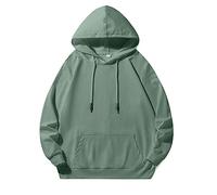 Wmmner Mens Plain Hoodie Casual Drawsthooded Sweatshirts Fashion Tops Classic Basic Shirt Long Sleeve with Pocket Plus Size Fall Pullover Men/Vert/M