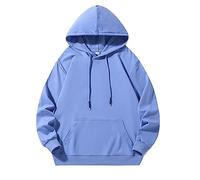 Wmmner Mens Plain Hoodie Casual Drawsthooded Sweatshirts Fashion Tops Classic Basic Shirt Long Sleeve with Pocket Plus Size Fall Pullover Men/Bleu Clair/M