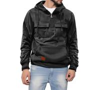 Wmmner Mens Quarter Zip Hooded Sweatshirts Fashion Fall Pullover Tops with Pocket Vintage Trendy Hoodies Shirt Long Sleeve for Men/Gris/s