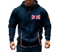Wmmner Mensin Union Flag Graphic Hoodies Casual Patriotic Fall Shirt Long Sleeve Print Jacket Plus Size Zip Hooded Sweatshirts for Men/Marine/4Xl
