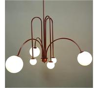 Wmmner Mid Century Nordic Large Globe Glass Bubble Ball Chandelier Fixture With Gold Base Modern Decorative Lighting For Living Room Dining Bedroom 13 Lights (Red)