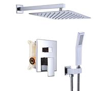 Wmmner Mitigeur Den Ensemble de Mélangeur de Douche Dissimulé Ensemble de Douche Avec Pommeau de Douche Carré Et Vanne de Douche Dissimulée/Chrome