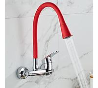 Wmmner Mitigeurs D'Évier de Cuisine Muraux With Robinet À Double Trou Pivotant À 360 Degrés Et Tuyau Flexible/Rouge