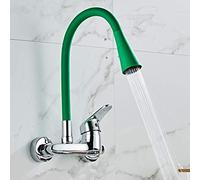 Wmmner Mitigeurs D'Évier de Cuisine Muraux With Robinet À Double Trou Pivotant À 360 Degrés Et Tuyau Flexible/Vert