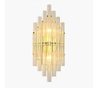 Wmmner Modern 3 Lumières Applique Murale En Cristal Flûte Lumière Claire Fxture Nordic D Lampe En Métal Pour Hôtel Salon Restaurant Corridor-Den 22X55Cm/Doré/22 * 55Cm(9 * 22Inch)