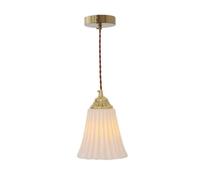 Wmmner Modern Ing Kitchen Island White Ceramic Hanging Ceiling Lamp Retro Brass Fixture Adjustable Cord Japanese Striped Art Chandelier E14 Diner Decor
