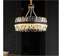 Wmmner Moderne Crystal Big Chandelier Round Light Villa Gold Led Hanging Light Indoor Salon Salle À Manger Chambre À Coucher, Lustre Led Moderne, Lampe Suspendue de Plafond Led/Dia50Cm-Rond