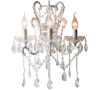Wmmner Mur Mural En Cristal de Campagne Français À 3 Lumièresce Applique Murale de Ferme Blanche En Détresse Bougie Rustique Antique Lampe Murale Lampe Murale Vintage Du Milieu Du Siècle Pour Chambre