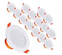 Wmmner Paquet de 15 Lampes de Plafond Ultra-Minces À Led Ultra-Minces Encastrées 5W/6W/7W/12W/16W Downlight Rond Blanc Bazel Panel Light Spotlight Pour Salon Cuisine Éclairage Déflecteur Garniture/400