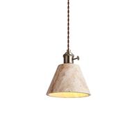 Wmmner Petit Luminaire D'Îlot de Cuisine En Verre de Marbre Cône À Tambour Unique Cuivrelampe Suspendue En Laiton Vintage Ferme Lustre de Plafond En Pierre Naturelle Pour Salle À Manger Chambre À Couc