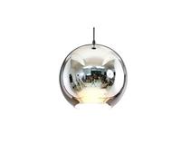 Wmmner Placage Créatif Moderne Miroir En Verre Chromé Réfléchissant Transparent Suspendu Light E27 Lanterne À Bille Réglable Lampe Suspendue de Plafond Led Globe Lustre À Montage Encastré/Argent_Diamè