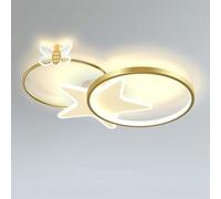 Wmmner Plafonnier Français Semi-Encastré Plafonnier En Or Brossé Avec Design Rond Grand Plafonnier Pour Salon Salle À Manger Villa Chambre À Coucher Couloir Chambre D'Enfants Hall Entrée (G/Or