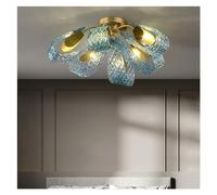 Wmmner Plafonnier Led de Luxe Moderne Compatible Avec Le Salon Chambre À Coucher Étude Salle Den Art Décoration Lustre de Plafond En Verre de Cuivre Doré, Lustre Suspendu de Plafond/6 Lumière