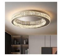 Wmmner Plafonnier Led En Cristal de Luxe Moderne Salon Cuisine Îlot Lampe En Acier Inoxydable Rond Chrome Art Pendentif de Plafond, (Blanc Froid D40Cm)/Blanc Chaud/D80Cm