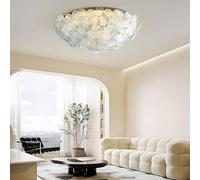 Wmmner Plafonnier - Luminaire Moderne Semi-Encastré Doré Avec Pétales de Fleurs En Cristal Pour Salon (Bleu). (23,62 Pouces)