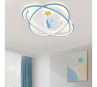 Wmmner Plafonnier Planet Chambre D'Enfants Plafonnier D'Espace Avec A Transparentcrylic Shade Stars Rocket Modern Led Round Ceiling Light Fixture For Kid's Bedroom Nursery Boy Girl's Living Room Decor